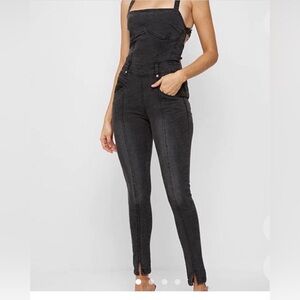 Washed denim jumpsuit